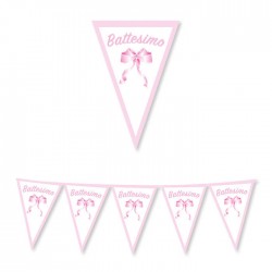 FESTONE BANDIERINE CARTA BATTESIMO ROSA 30x300cm