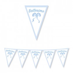 FESTONE BANDIERINE CARTA BATTESIMO CELESTE 30x300cm