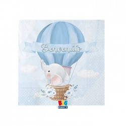 TOVAGLIOLI 25x25 MONGOLFIERA BENEVENUTO 20pz