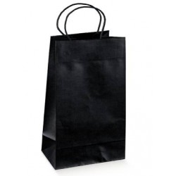 SHOPPER 2 BOTTIGLIE CORDINO 18x8x38cm SETA NERO 10 PEZZI