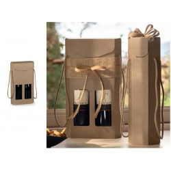 SCATOLA 2 BOTTIGLIE C/COR 20,5x9,5x35x5 ESAGONALE AVANA