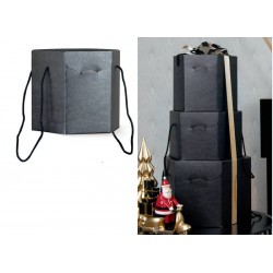 SCATOLA SEGRETO ESAGONALE C/COR 24,5x24,5x18cm SETA NERO