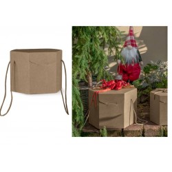 SCATOLA SEGRETO ESAGONALE C/CORDINI 24,5x24,5x18cm AVANA