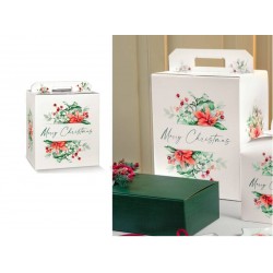 SCATOLA REGALO C/MANIGLIA 33x25x35cm CHRISTMAS FLOWER