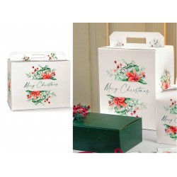 SCATOLA REGALO C/MANIGLIA 43x24x34,5cm CHRISTMAS FLOWER