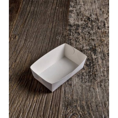 VASCHETTA PATATINE CARTONCINO BIANCO BIO COMPOSTABILI 15x9x5cm 250pz