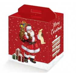 SCATOLA REGALO C/MANIGLIA 33x25x35cm ARRIVA BABBO NATALE