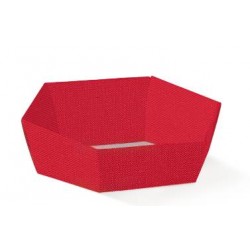 CESTA CARTONE ESAGONALE 29x23x8,5cm LINO ROSSO