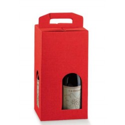 SCATOLA 4 BOTTIGLIE C/MAN. E FIN. 18x18x34cm SETA ROSSO