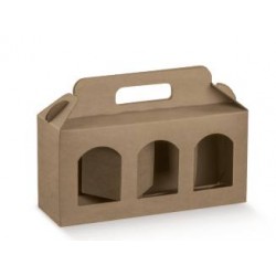 SCATOLA PORTA VASETTI 3 FORI 19x6x9cm AVANA LISCIA 10pz