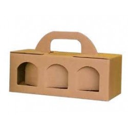 CESTELLO PORTA 3 VASETTI PICCOLI C/FIN. 25x8x9cm AVANA...