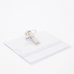 PORTABADGE IN PVC C/SPILLA E CLIP METAL 9,6cm SCATTO