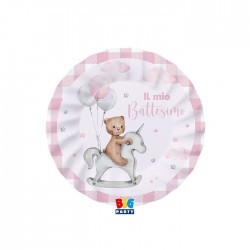 PIATTI BATTESIMO TEDDY BEAR ROSA ø20 8pz