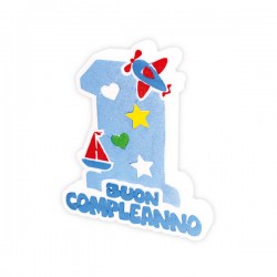 SCRITTA IN POLISTIROLO PRIMO COMPLEANNO ONE LIGHT BLUE