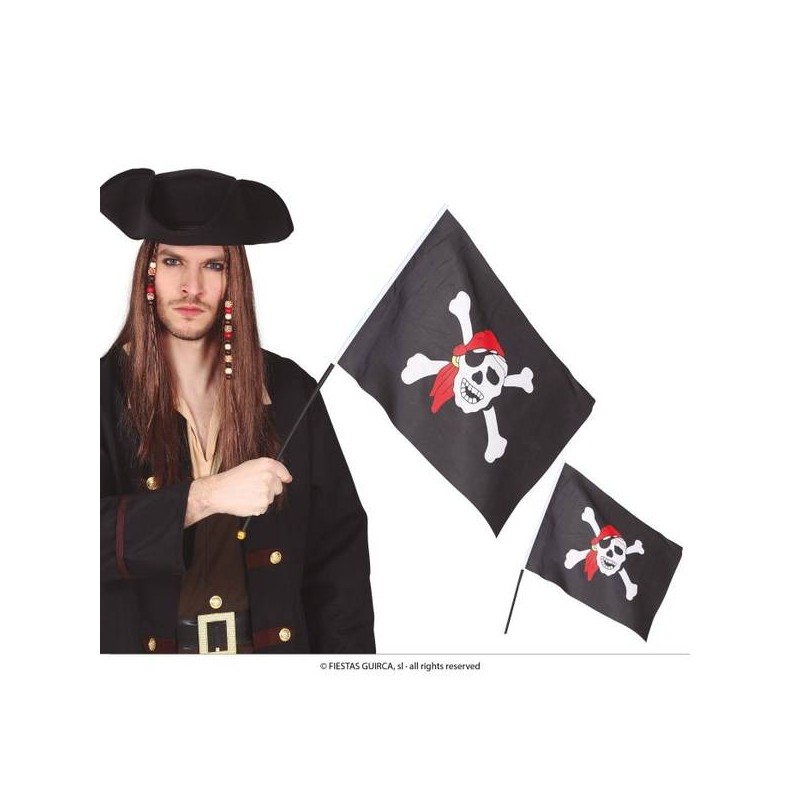 BANDIERA PIRATA CON PALO 42x30cm
