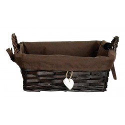 CESTO RETTANGOLARE C/FODERA MARRONE + CUORE 26x18x10cm...