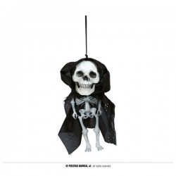 CIONDOLO TESTA DI SCHELETRO CON CAPPUCCIO 15cm
