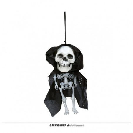 CIONDOLO TESTA DI SCHELETRO CON CAPPUCCIO 15cm