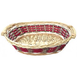 CESTO OVALE C/MANIGLIE INTRECCIO ROSSO GRIGIO 49x40x13cm...