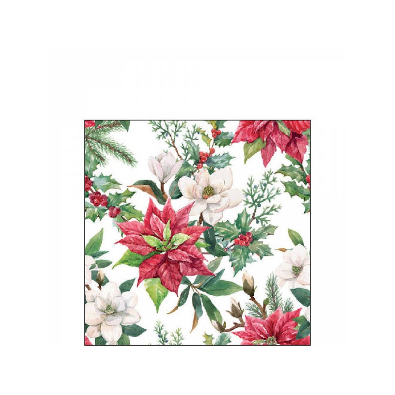 TOVAGLIOLI 25x25cm CHRISTMAS FLORALS 20pz