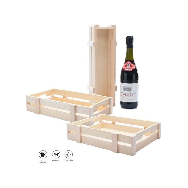 CASSETTA CESTO LEGNO NATURALE APERTA 35x11x7,5cm