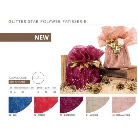 SOTTOVASO POLYWEB GLITTER STAR ø100cm 10pz 21-AVORIO