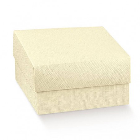 SCATOLA F/COPERCHIO SETA AVORIO 40x40x6,5cm