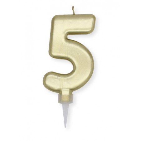 CANDELINA NUMERO 5 PLUMP ORO METAL 10cm