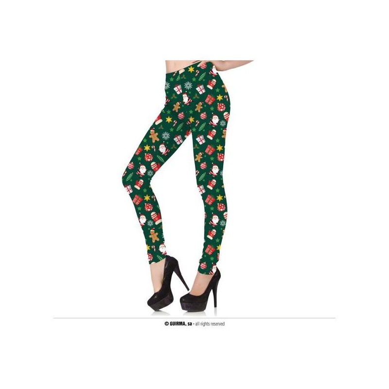 LEGGINGS NATALIZI VERDI CON STAMPA TG.M 38-40