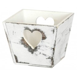 VASCHETTA LEGNO BIANCO ANTICATO C/CUORE 10x10x8cm CASL2494