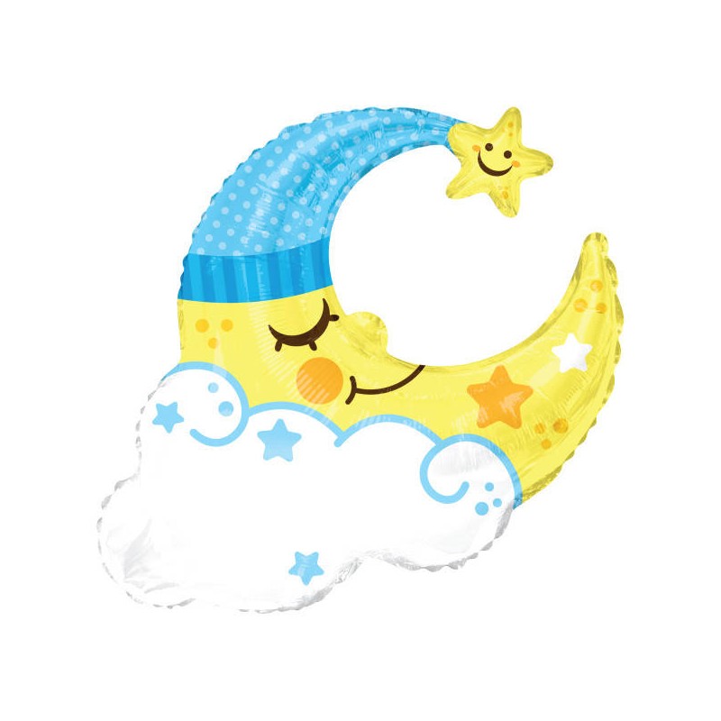 PALLONE MYLAR MEZZA LUNA CELESTE PERSONALIZZABILE 91cm