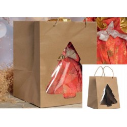 SHOPPER CARTA CON FINESTRA 26x35+26cm ALBERO TREE KRAFT...