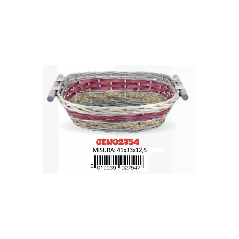 CESTO OVALE BICOLOR GRIGIO 41x33x12,5cm