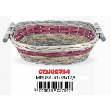 CESTO OVALE BICOLOR GRIGIO 41x33x12,5cm