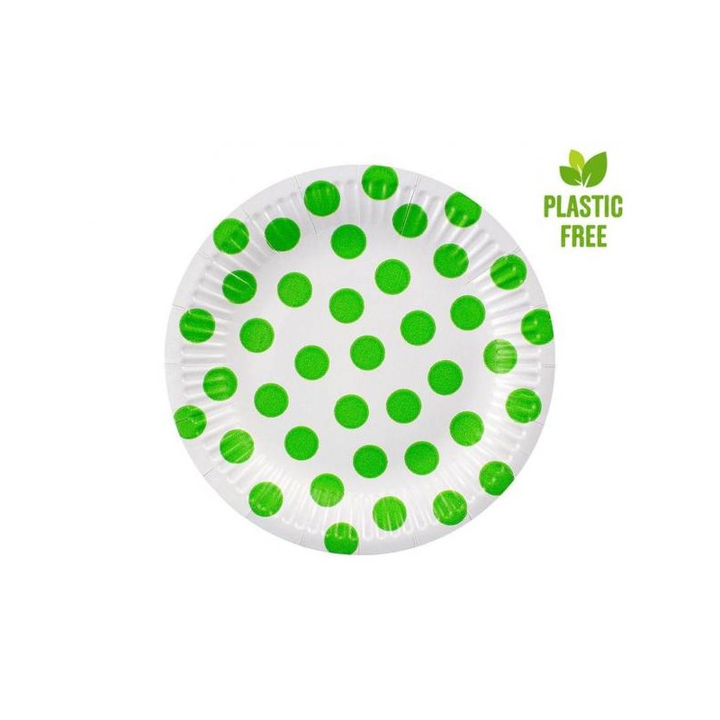 PIATTI IN CARTA 18cm POIS VERDE 6pz