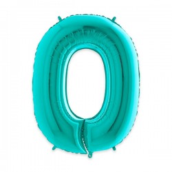 PALLONE NUMERO 0 MYLAR 102cm 40 ACQUAMARINA