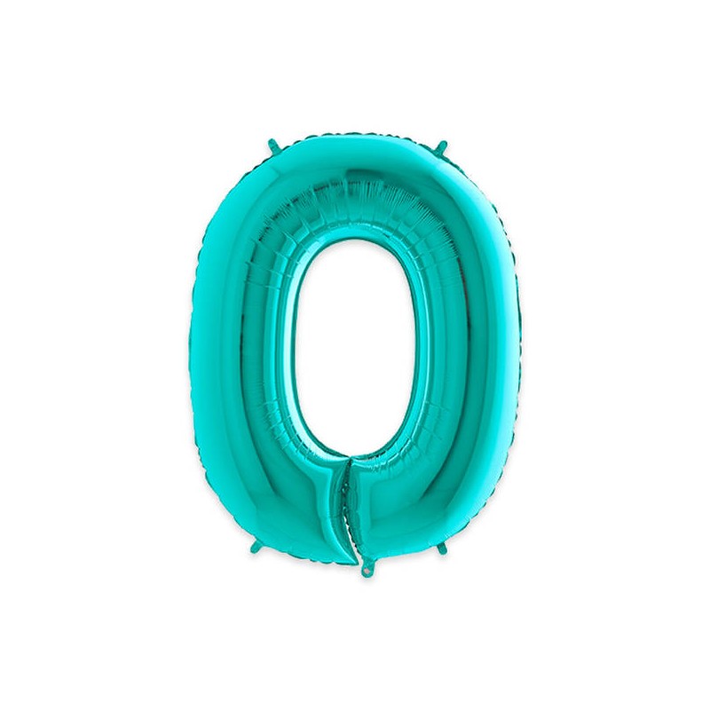 PALLONE NUMERO 0 MYLAR 102cm 40 ACQUAMARINA