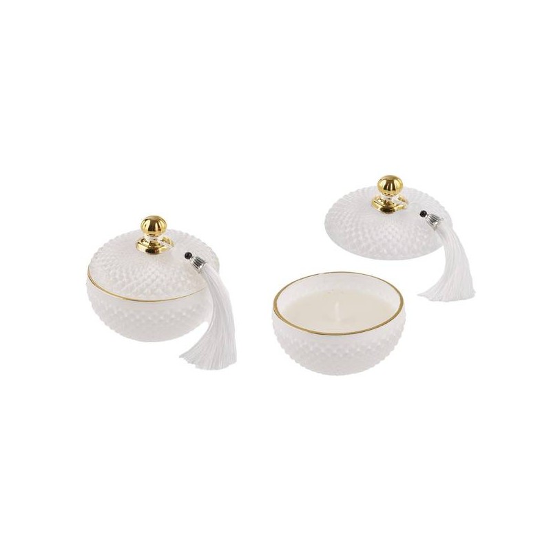 CANDELA IN VETRO C/COP NAPPINA ORO