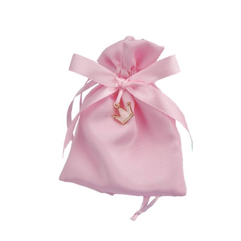 SACCHETTO ROSA 9x12cm C/APP CROWN GIRL 12pz