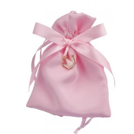SACCHETTO ROSA 9x12cm C/APP CROWN GIRL 12pz