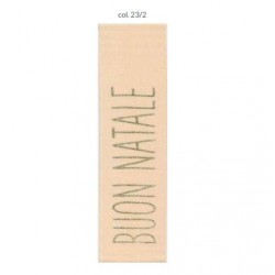 DOPPIO RASO mm25x15mt STAMPO A CALDO BUON NATALE BEIGE