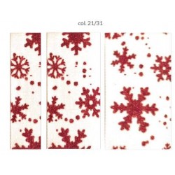 NASTRO POLICOTONE mm35x10mt BIANCO FIOCCHI NEVE ROSSI