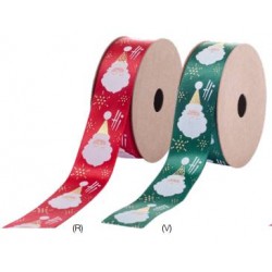 NASTRO DOPPIO RASO BABBO NATALE 2,5cmx25mt ROSSO