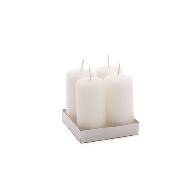 MOCCOLO TONDO CERA BIANCO 5x10cm 4pz