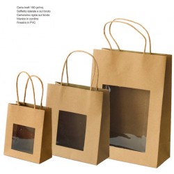 SHOPPER CARTA KRAFT CORDINO CON FINESTRA 22x10x30cm AVANA