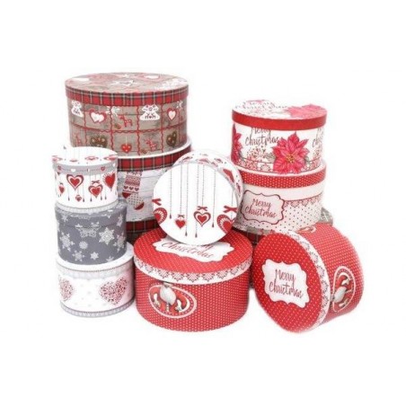 SCATOLA REGALO TONDA ø33x16,5cm XMAS