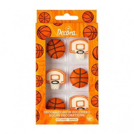 DECORAZIONI IN ZUCCHERO BASKET 6pz