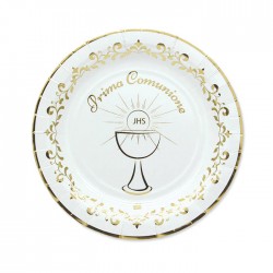 PIATTI PIANI PRIMA COMUNIONE GOLD METAL 8pz