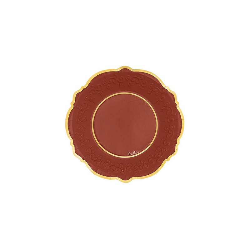 PIATTI LIBERTY 21cm ROSSO C/BORDO ORO 8pz