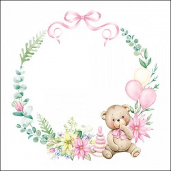 TOVAGLIOLI 33x33 BABY TEDDY BEAR ROSA 20pz